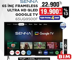SENNA 65UQ9500F 65 İNÇ FRAMELESS ULTRA HD QLED GOOGLE TV AKILLI TELEVİZYON